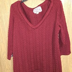 Nick & Mo Deep Red V-Neck Sweater